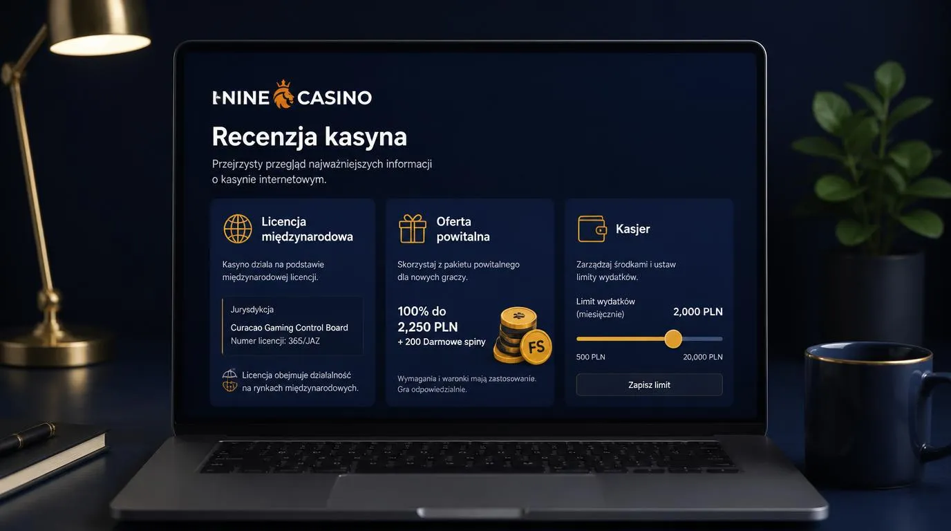 Panel oceny kasyna z kartą licencji międzynarodowej, ofertą powitalną i ustawieniem limitu wpłat